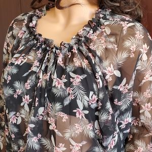 Victoria's Secret Sheer  Floral Print lingerie/bodysuit